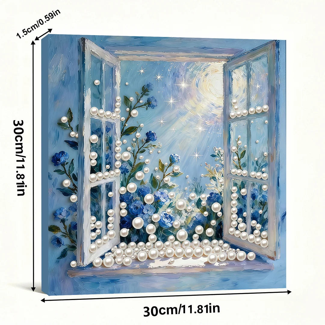 DIY Pearl Painting With Frame - Handmade Self-Adhesive Pearls - View From the Window (30*30cm)