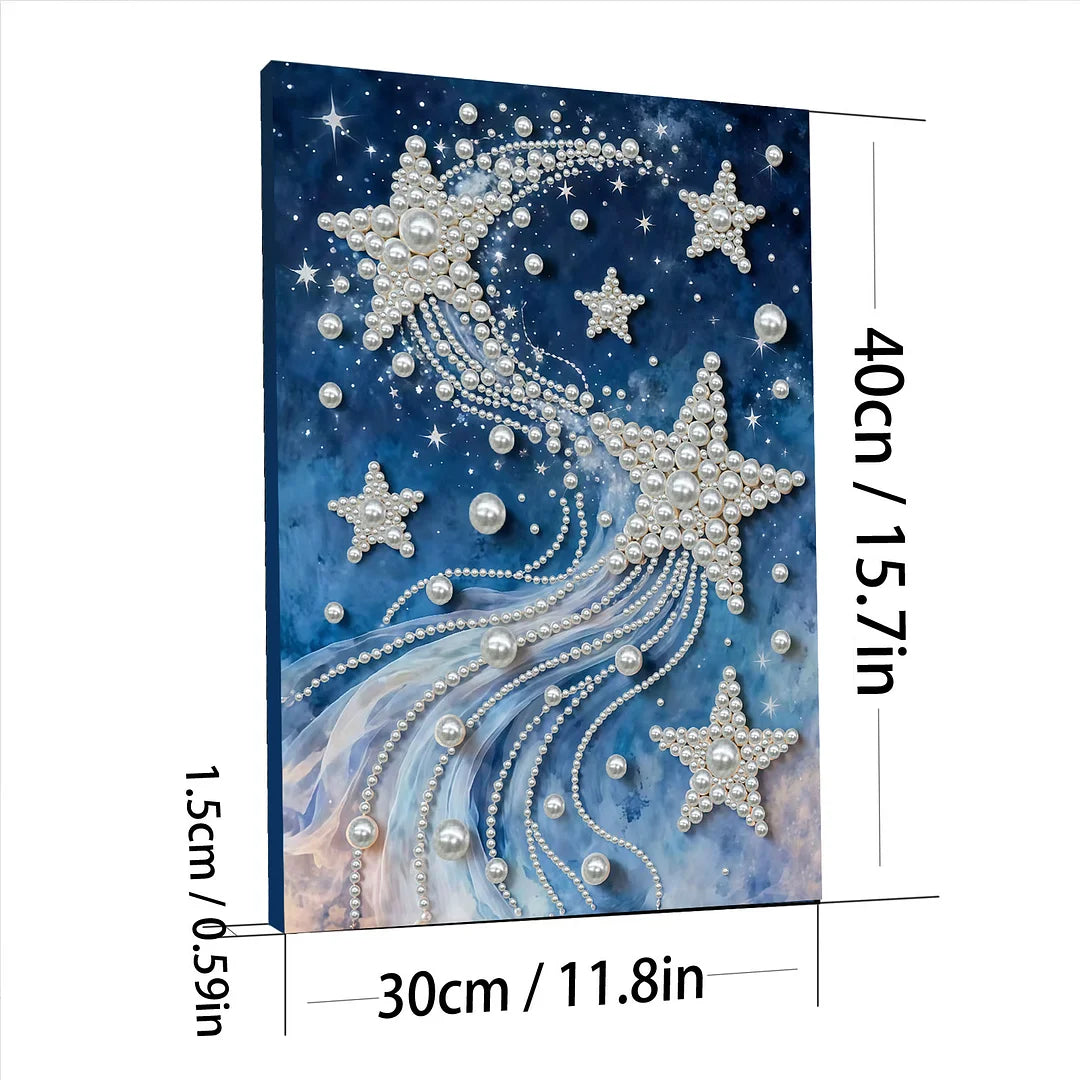 DIY Pearl Painting With Frame - Handmade Self-Adhesive Pearls - Star (30*40cm)