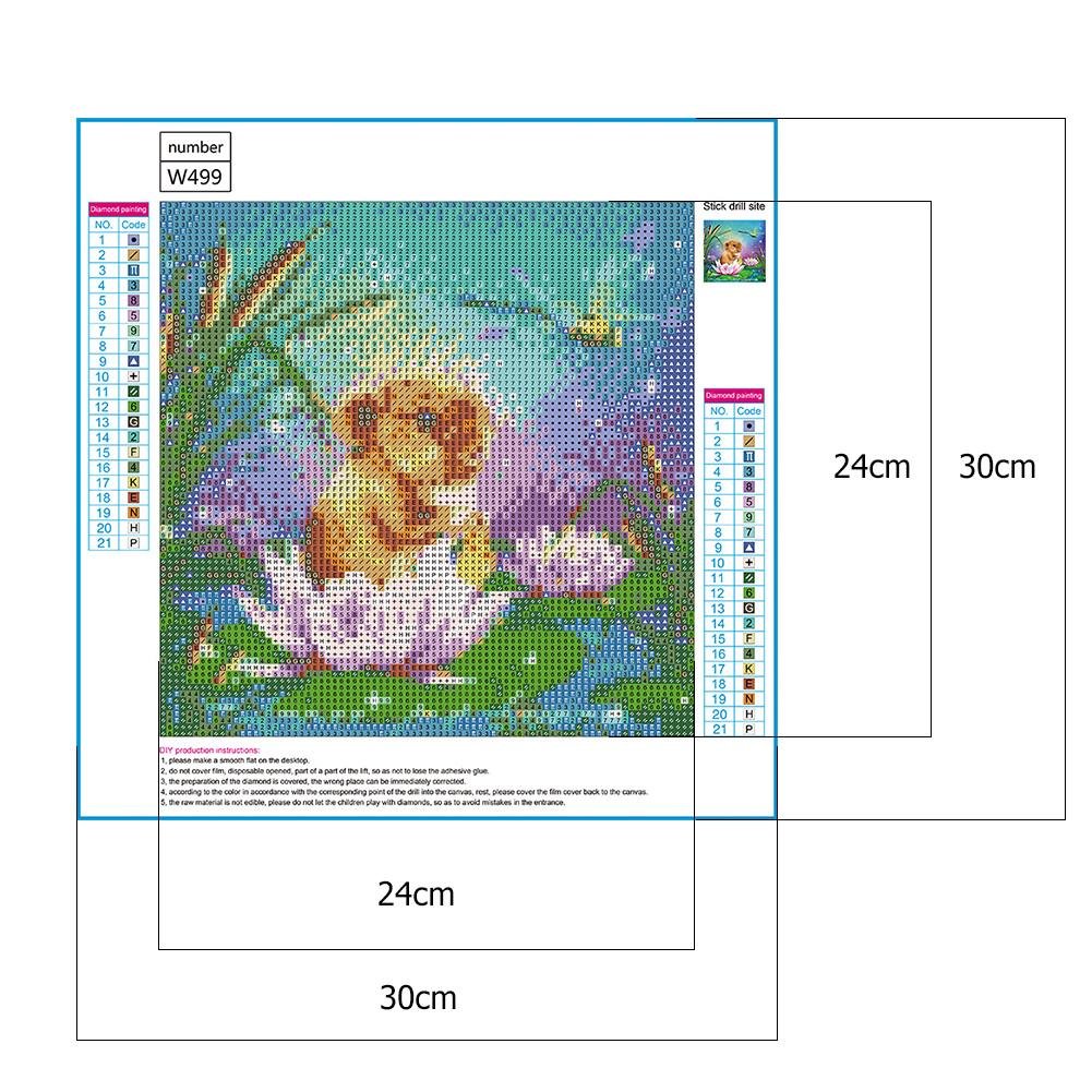 5D DIY Diamond Painting Kit - Full Round - Flower Mouse & Dragonfly