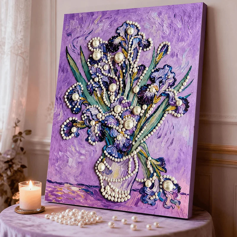 DIY Pearl Painting With Frame - Handmade Self-Adhesive Pearls - Iris (40*50cm)