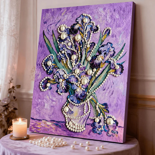 DIY Pearl Painting With Frame - Handmade Self-Adhesive Pearls - Iris (40*50cm)