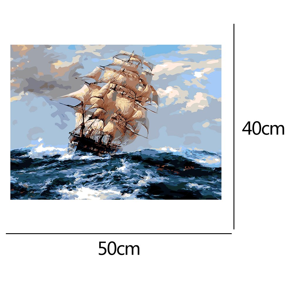 Paint By Number - Oil Painting - Sailboat At Sea (40*50cm)