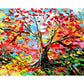 Oil Painting By Numbers Red Leaf Tree DIY Canvas Coloring Picture