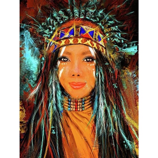5D DIY5D Round Resin Diamond Painting Art African Woman Artwork