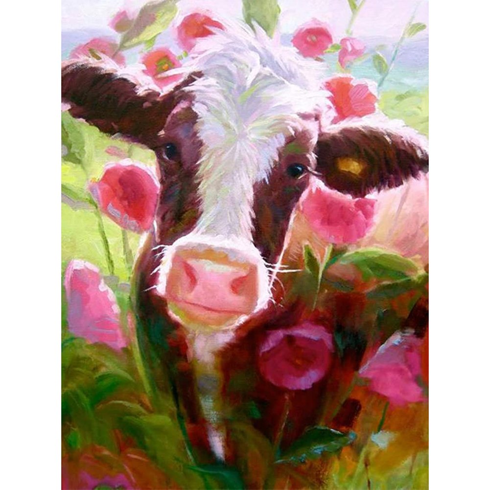 11ct Stamped Cross Stitch Flower Cow(36*46cm)