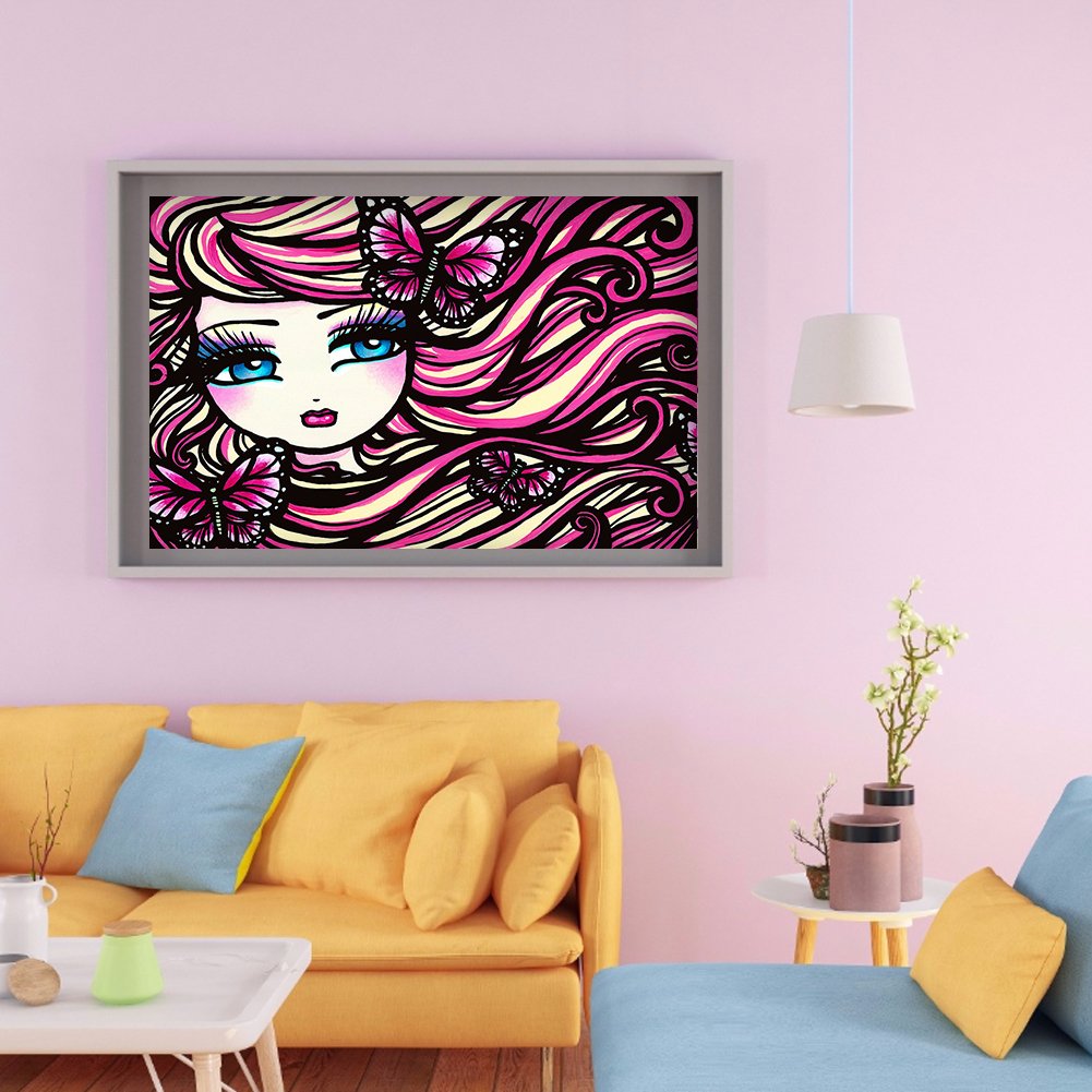 Diamond Painting - Full Round -Girl with Big Eyes