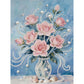 DIY Pearl Painting With Frame - Handmade Self-Adhesive Pearls - Pink flowers (30*40cm) A