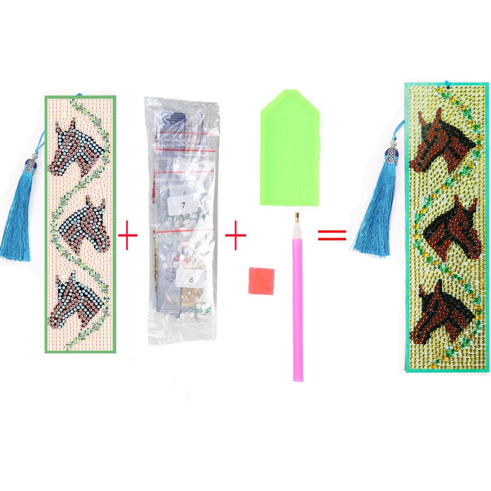 DIY Diamond Painting Bookmark with Tassel Horse