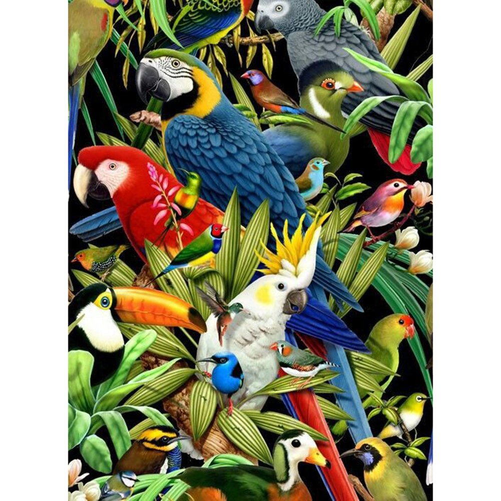 5D Diy Diamond Painting Kit Full Round Beads Parrots