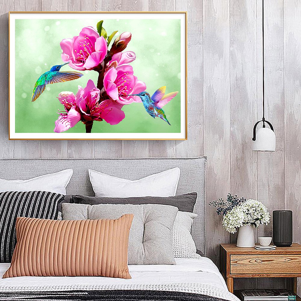 Diamond Painting - Full Round -Hummingbird Flower
