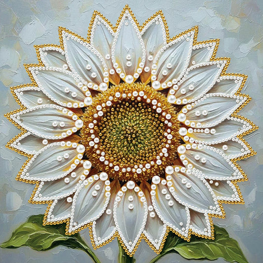 DIY Pearl Painting With Frame - Handmade Self-Adhesive Pearls - Sunflower (25*25cm) B