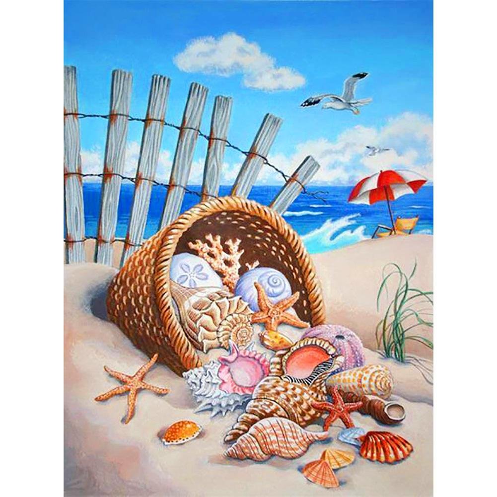 5D Diy Diamond Painting Kit Full Round Beads Seaside Sea Snail