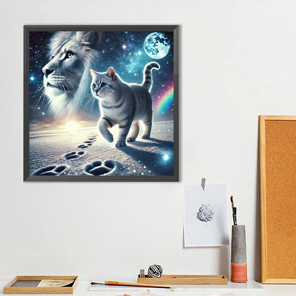 Diamond Painting - Full Round / Square - Cat and Lion