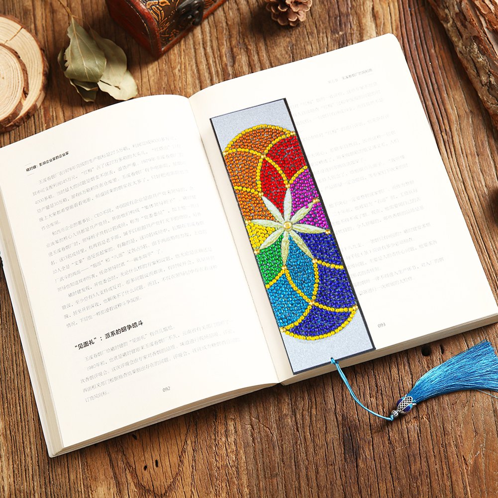 Mandolin Flowers Diamond Painting Bookmark DIY Leather Tassel Book Marks
