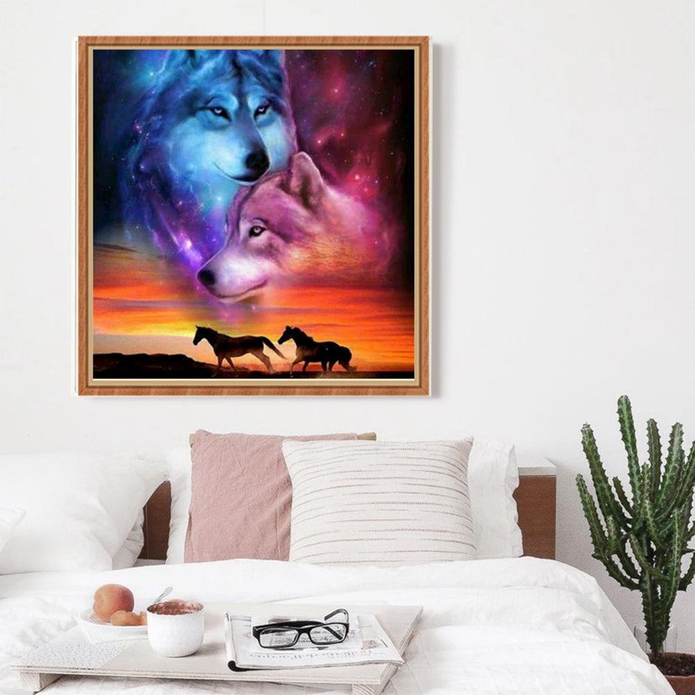 Diamond Painting - Full Round - Wolf Under The Stars