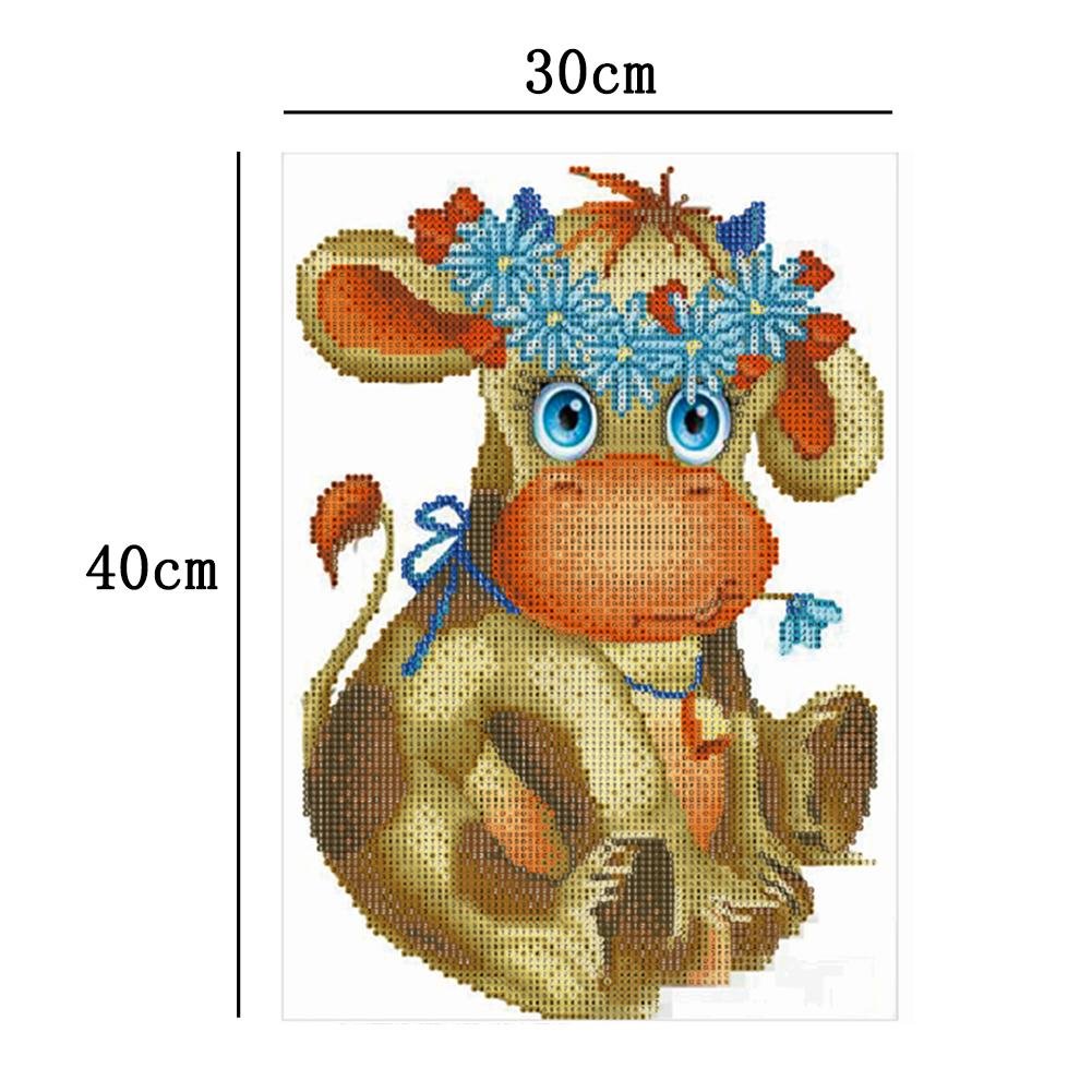 Diamond Painting - Partial Round - Cartoon Cow