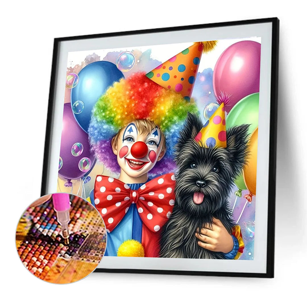 Diamond Painting - Full Round / Square - Clown And Dog