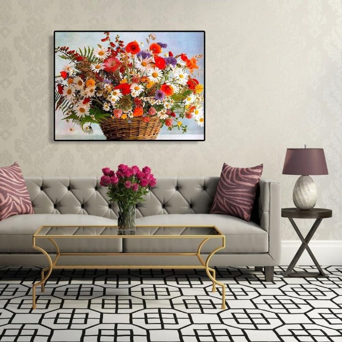 Painting By Numbers Kit Oil Painting Home Wall Craft Basket Flower 