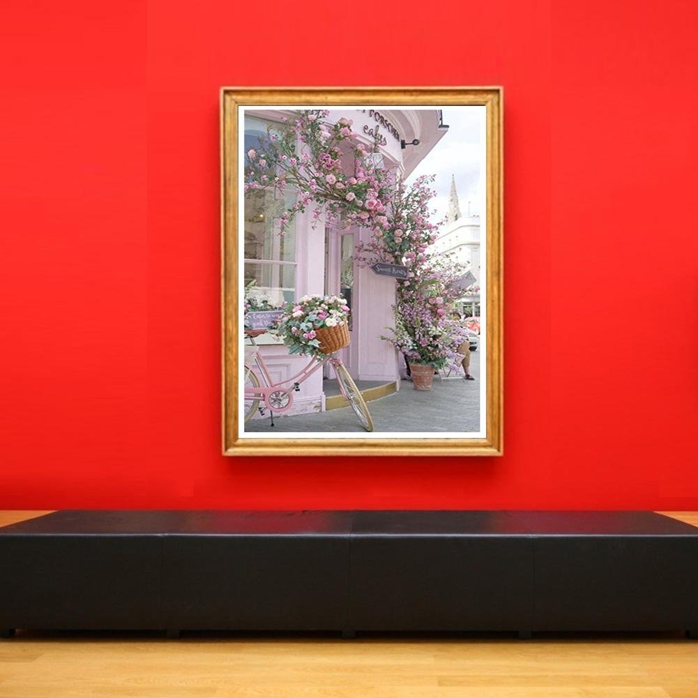 Diamond Painting - Full Round - Pink Flowers Bike