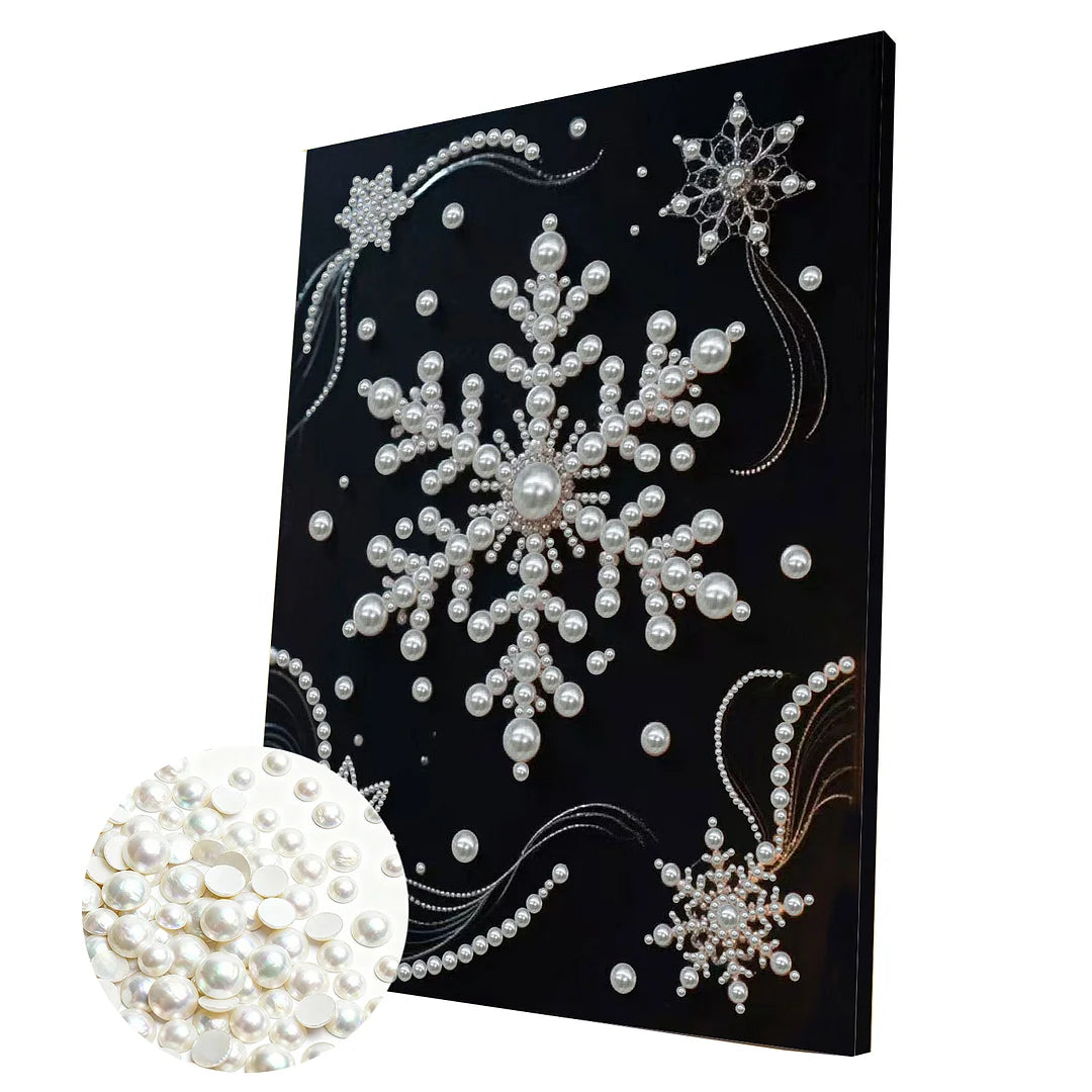 DIY Pearl Painting With Frame - Handmade Self-Adhesive Pearls - Snowflake (30*40cm) C