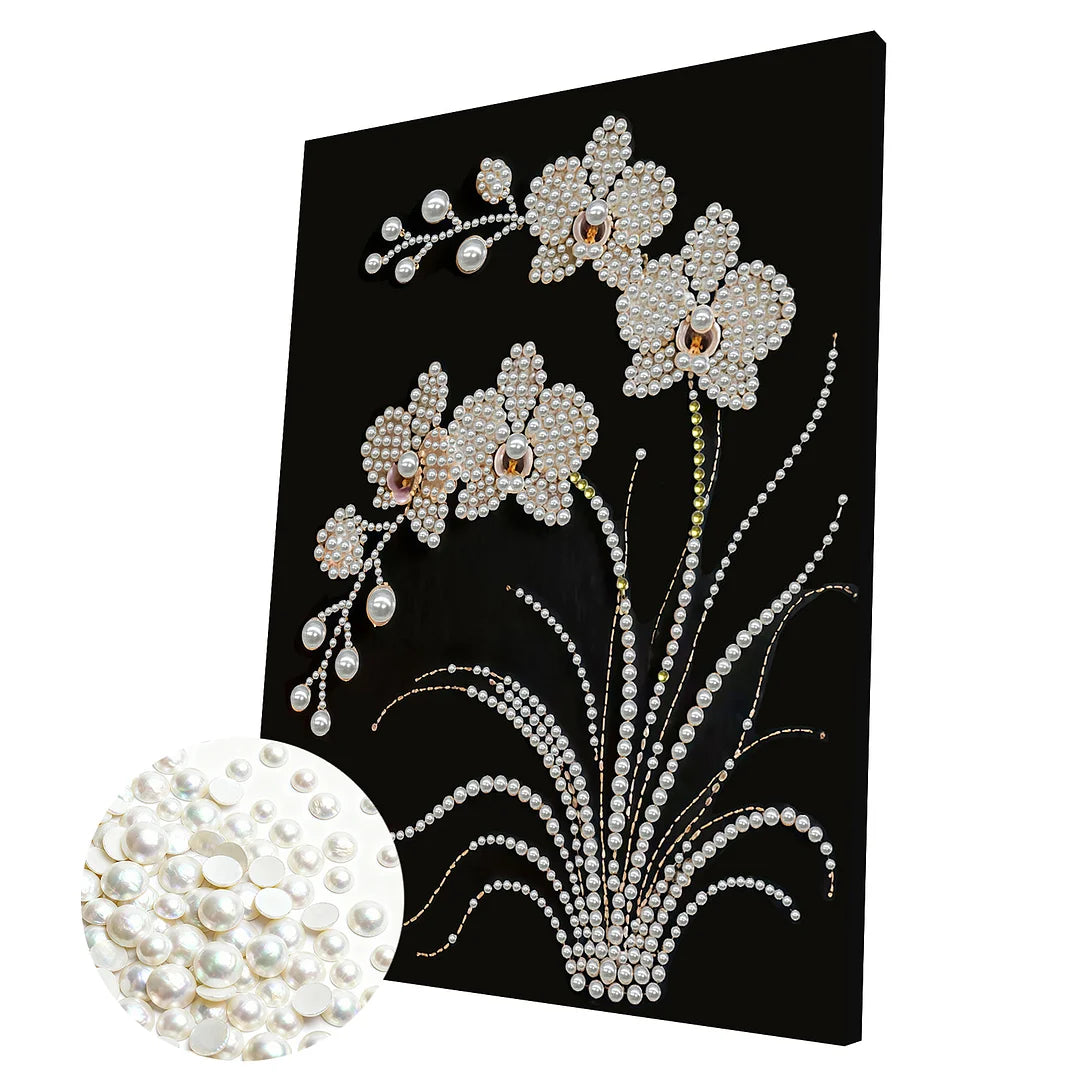DIY Pearl Painting With Frame - Handmade Self-Adhesive Pearls - Orchid (30*40cm)