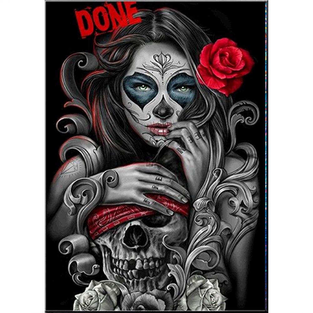 5D Diy Diamond Painting Kit Full Round Beads Scary Girl