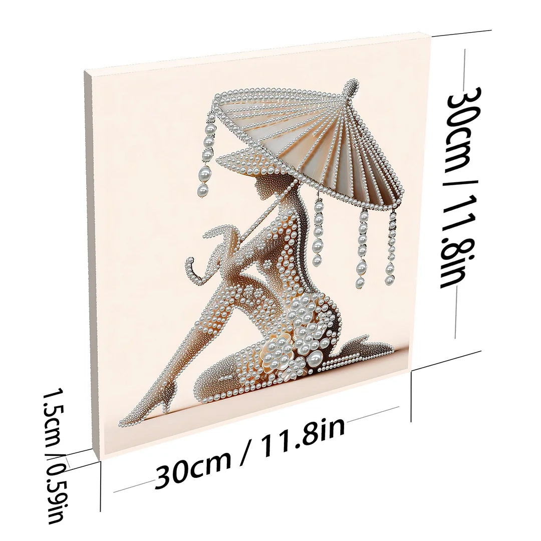 DIY Pearl Painting With Frame - Handmade Self-Adhesive Pearls - Lady (30*30cm) G