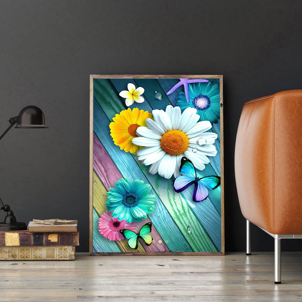 Diamond Painting - Full Round -Daisy Butterfly