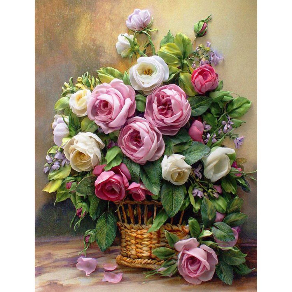 5D Diy Diamond Painting Kit Full Round Beads Flowers