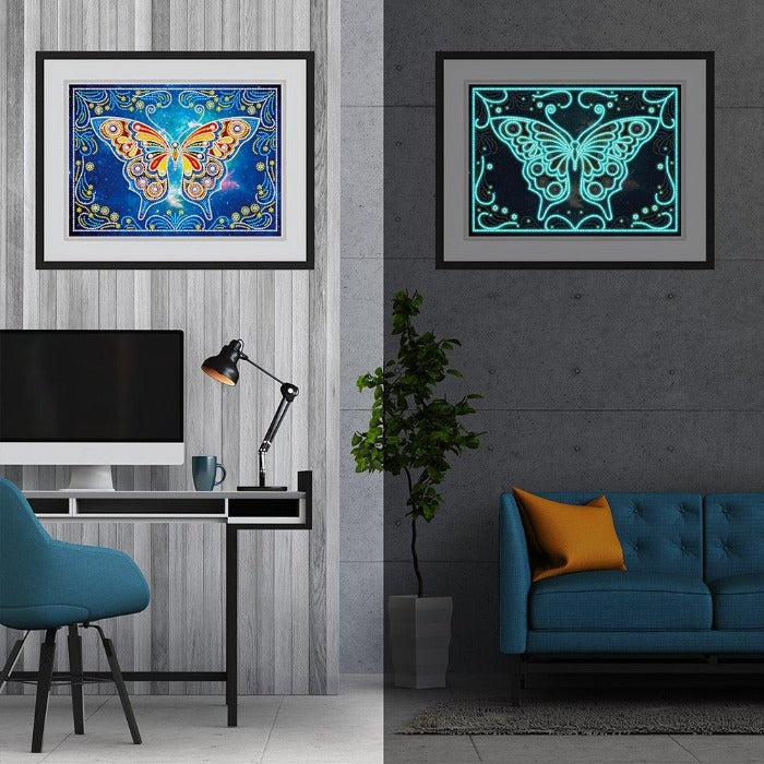 Part Butterfly Crystal Rhinestone Luminous Diamond Painting