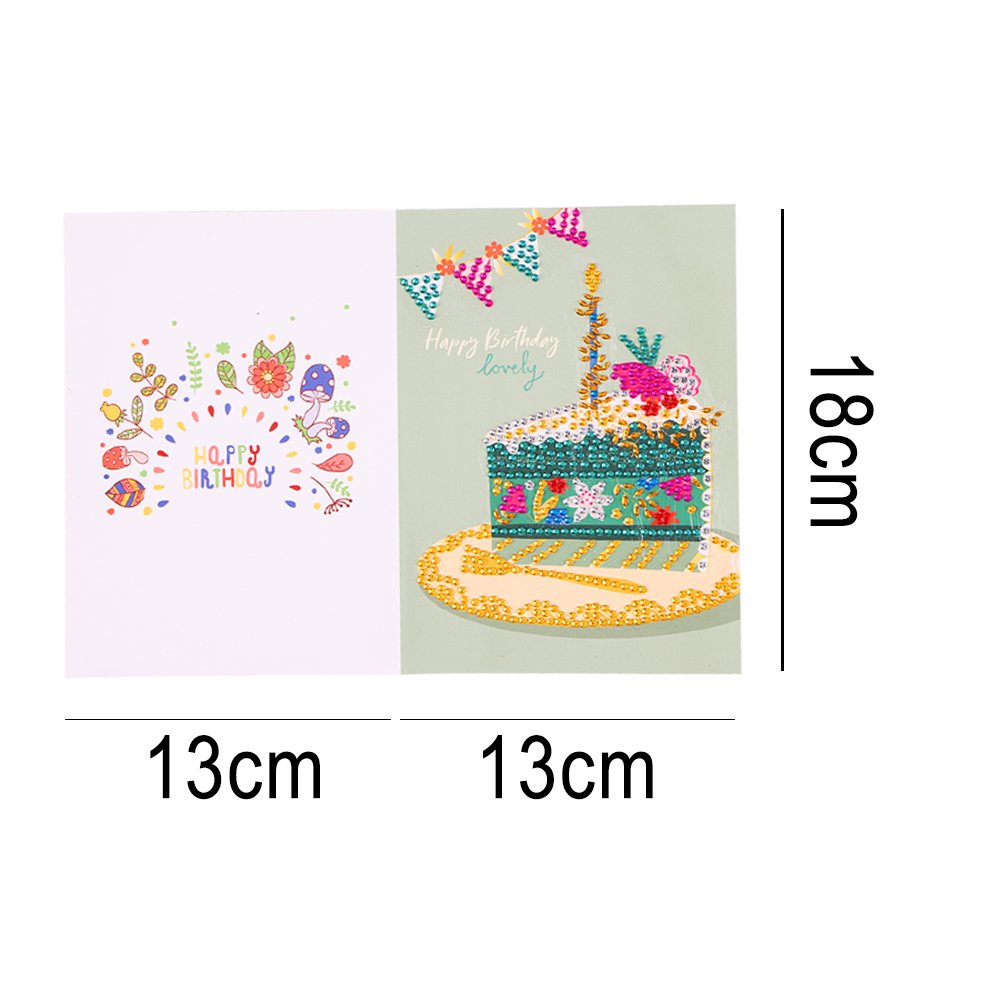 DIY 5D Diamond Painting Happy Birthday Postcard - Cake F