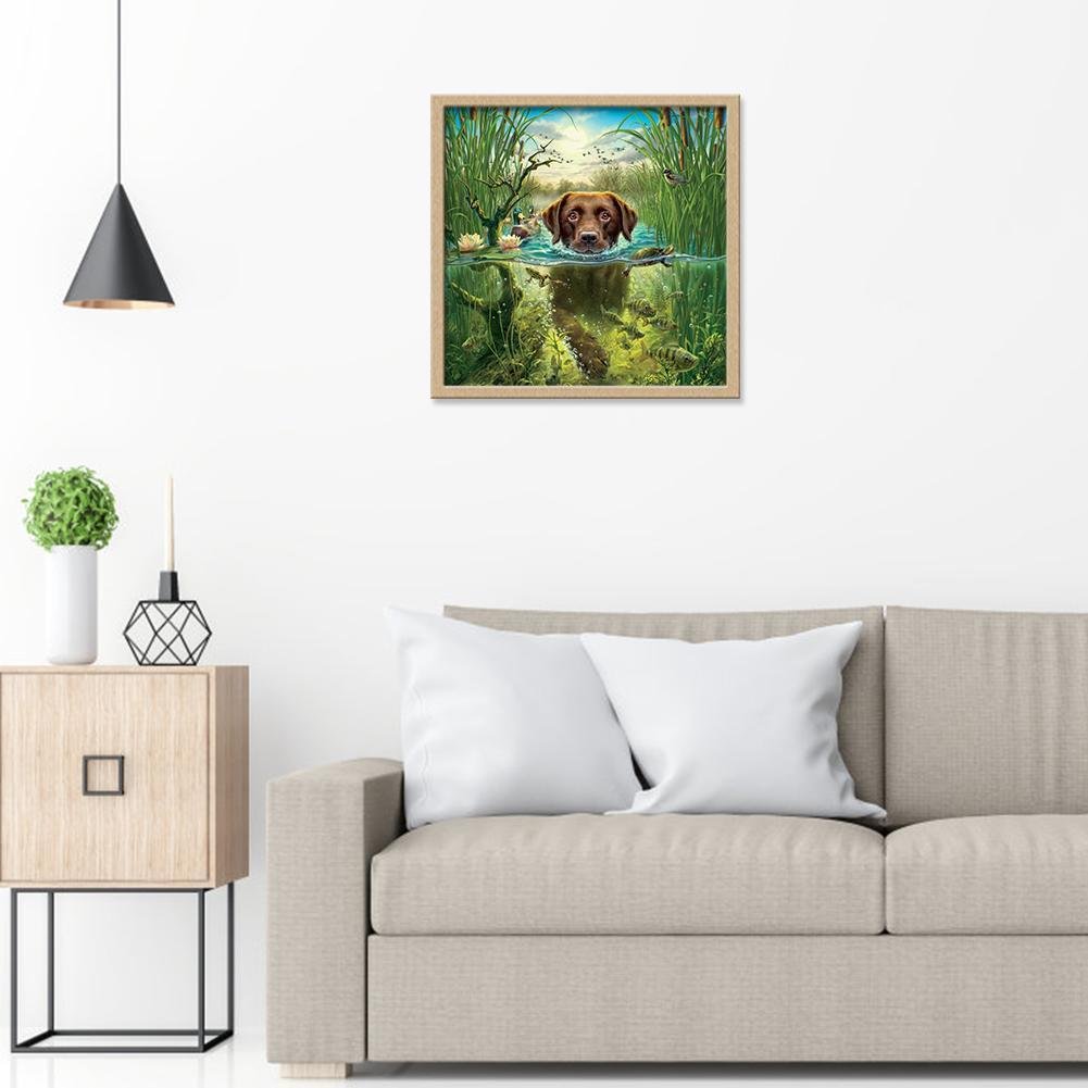 Diamond Painting - Full Round - Swimming Dog 2