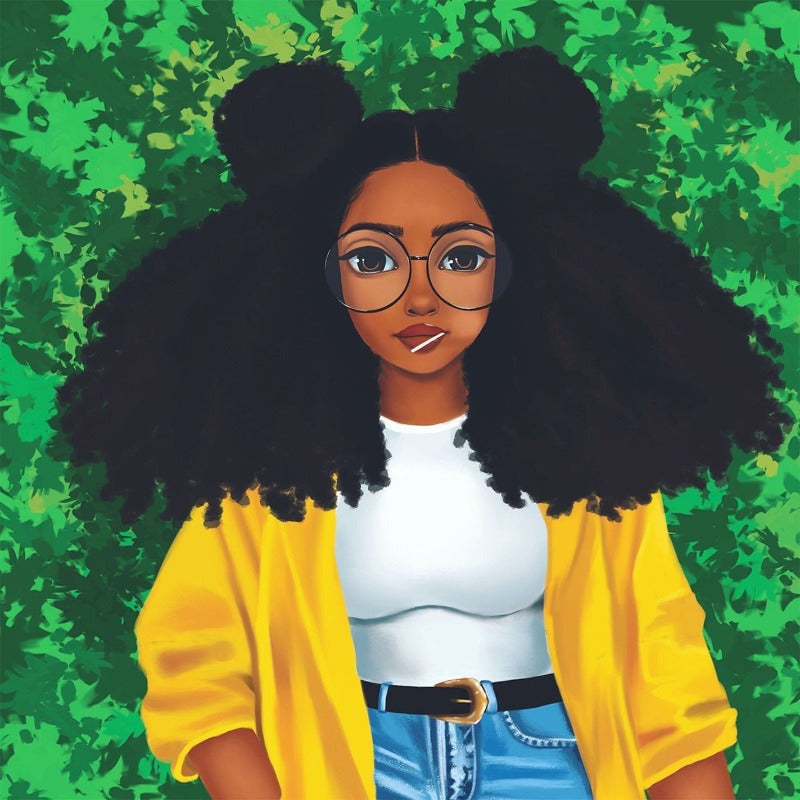 Full Round Diamond Painting Kits African Woman With Curly Hair