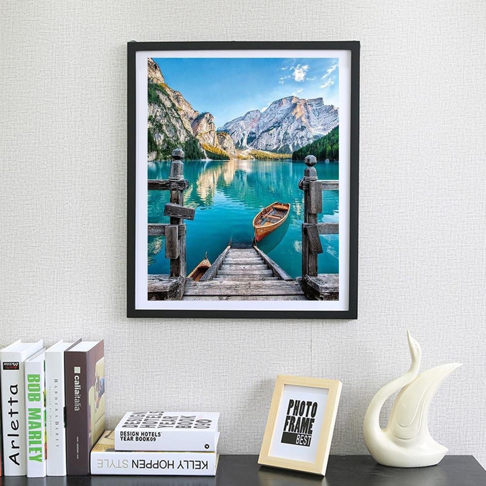 Diamond Painting - Full Round - Blue Boat Lake