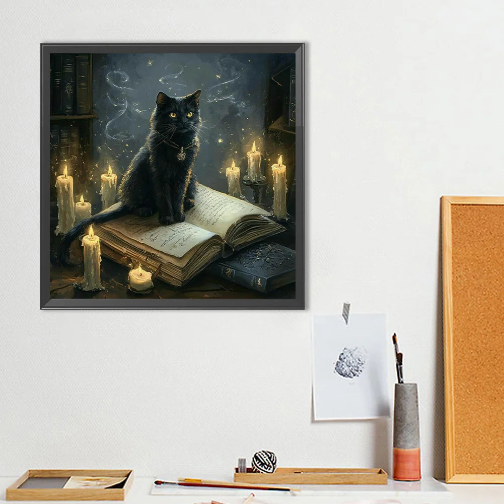 Diamond Painting - Full Round / Square - Black Cat Reads Book