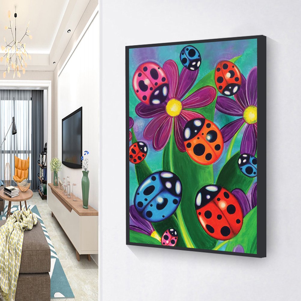 Diamond Painting - Full Round - Flower Ladybug