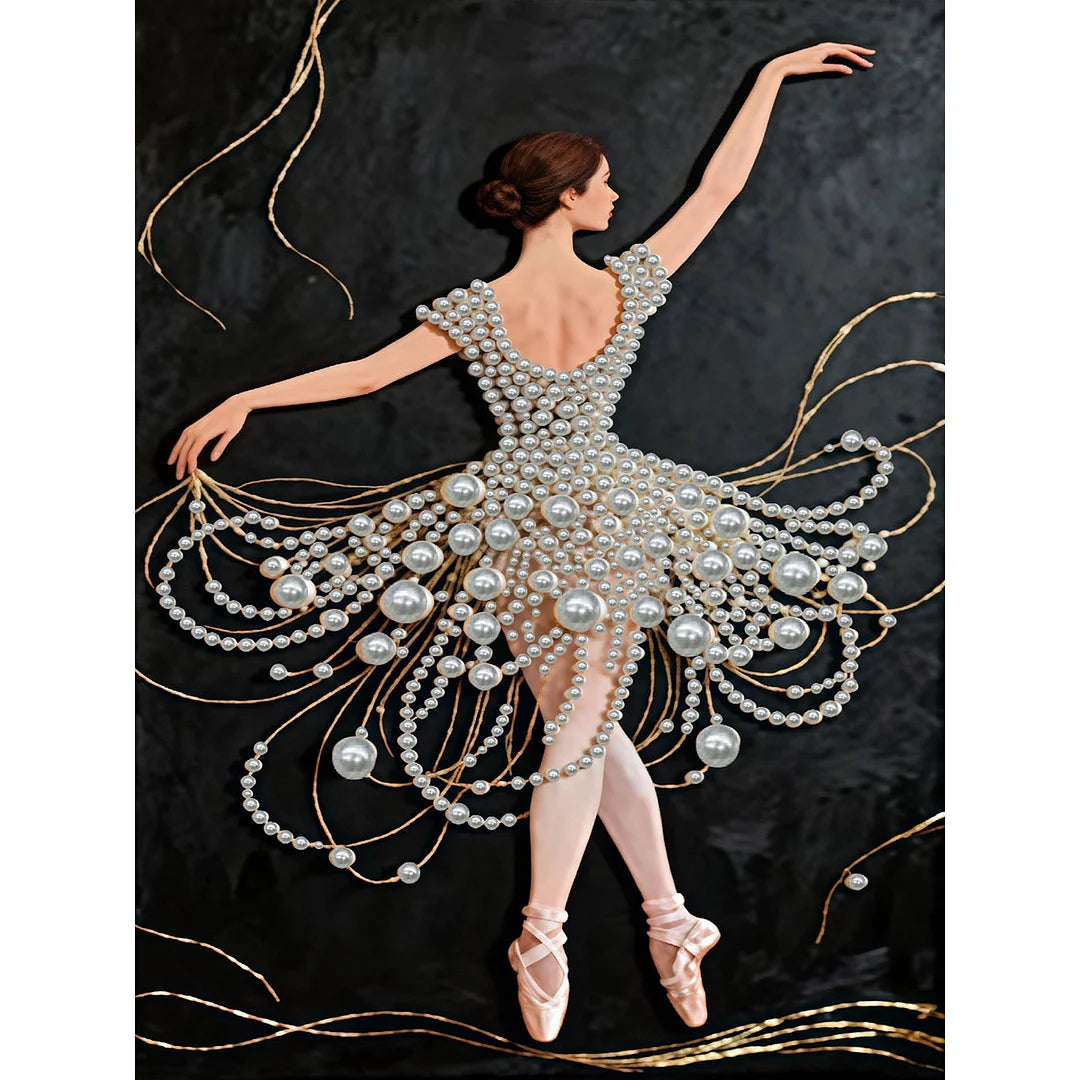 DIY Pearl Painting With Frame - Handmade Self-Adhesive Pearls - Girl (30*40cm) B