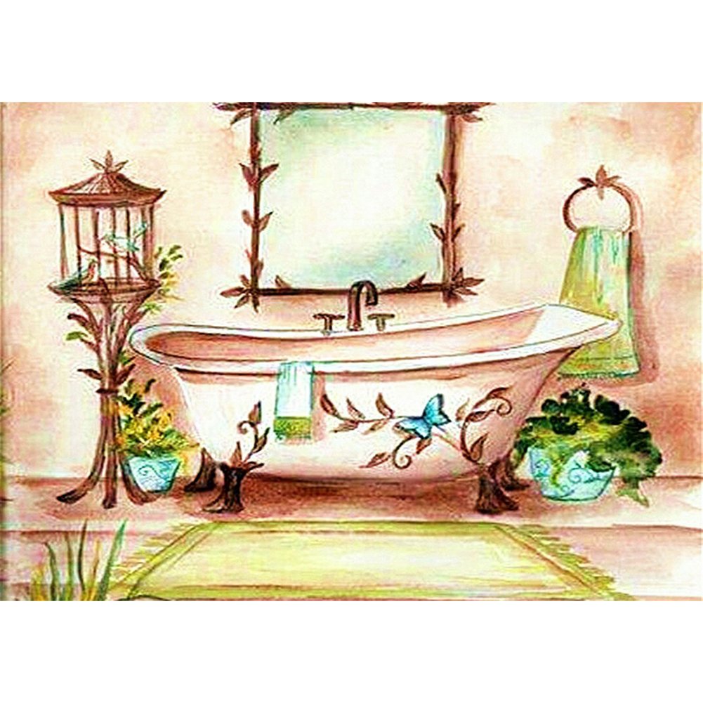 5D Diy Diamond Painting Kit Full Round Beads Bathtub