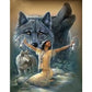 5D Diy Diamond Painting Kit Full Round Beads Woman Wolf