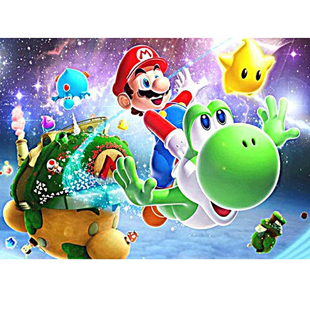 5D Diy Diamond Painting Kit Full Round Beads Super Mario