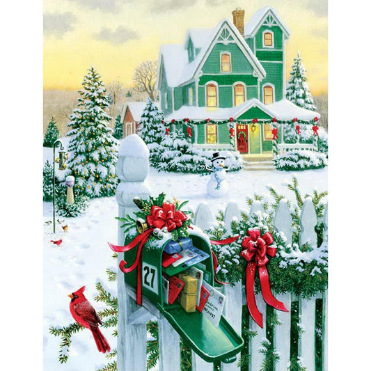 5D Diy Diamond Painting Kit Full Round Beads Snow House