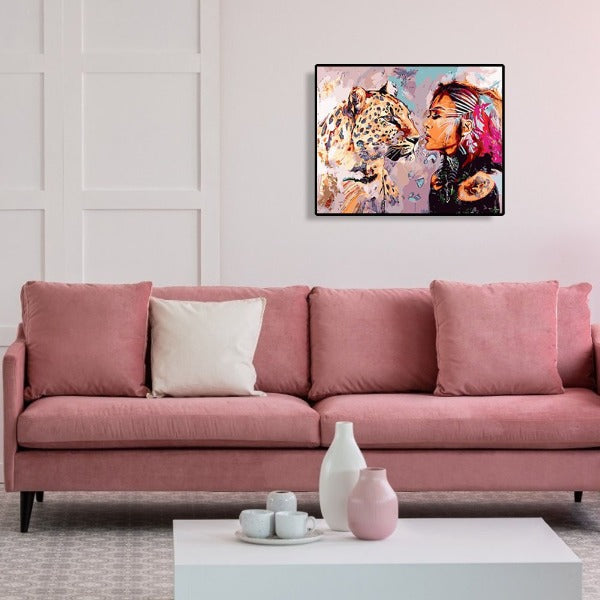 DIY Digital Oil Painting By Numbers Kits Beauty and Tiger Canvas Acrylic Color Drawing Picture