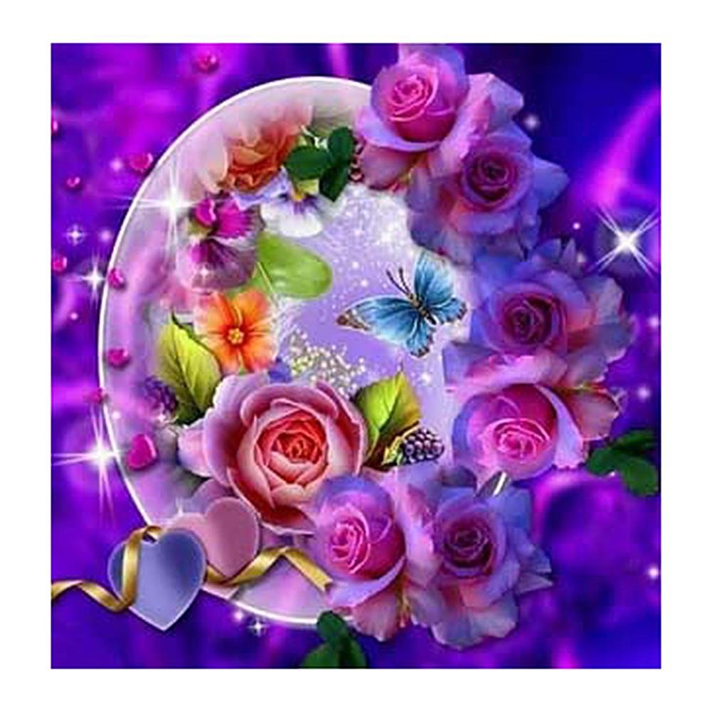 5D Diy Diamond Painting Kit Full Round Beads Brilliant Flowers