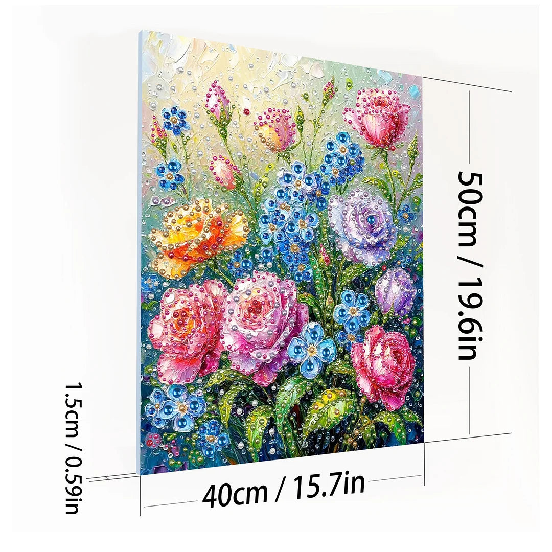 DIY Pearl Painting With Frame - Handmade Self-Adhesive Pearls - Garden (40*50cm)