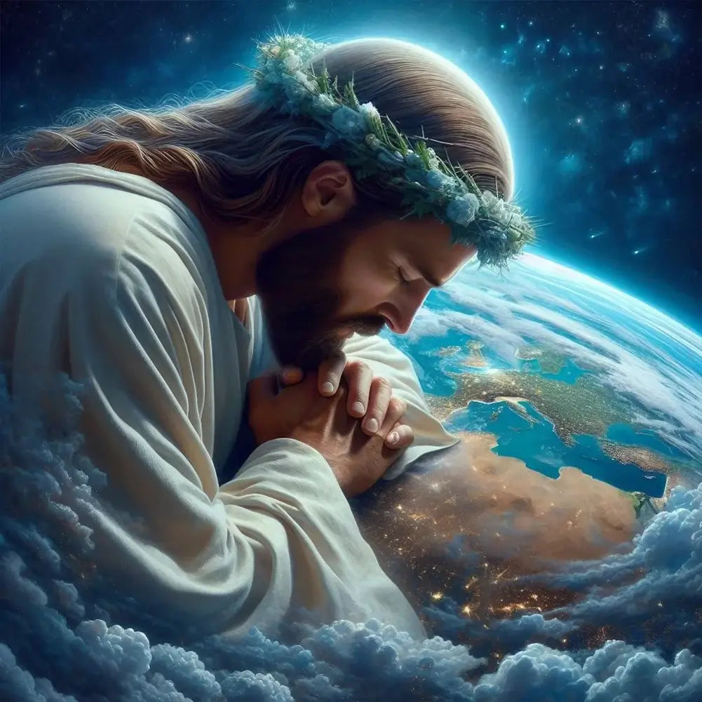 5D DIY Diamond Painting Kit - Full Round / Square - Earth and Jesus A