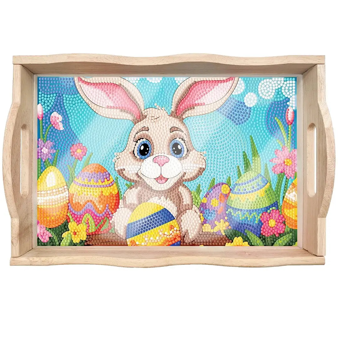 DIY Diamond Painting Decor Wooden Food Serving Tray - Easter