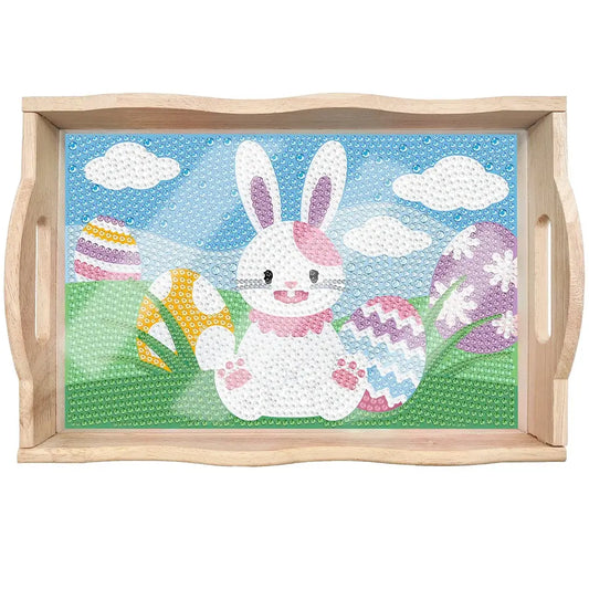 easter diamond art decor wooden food tray kit