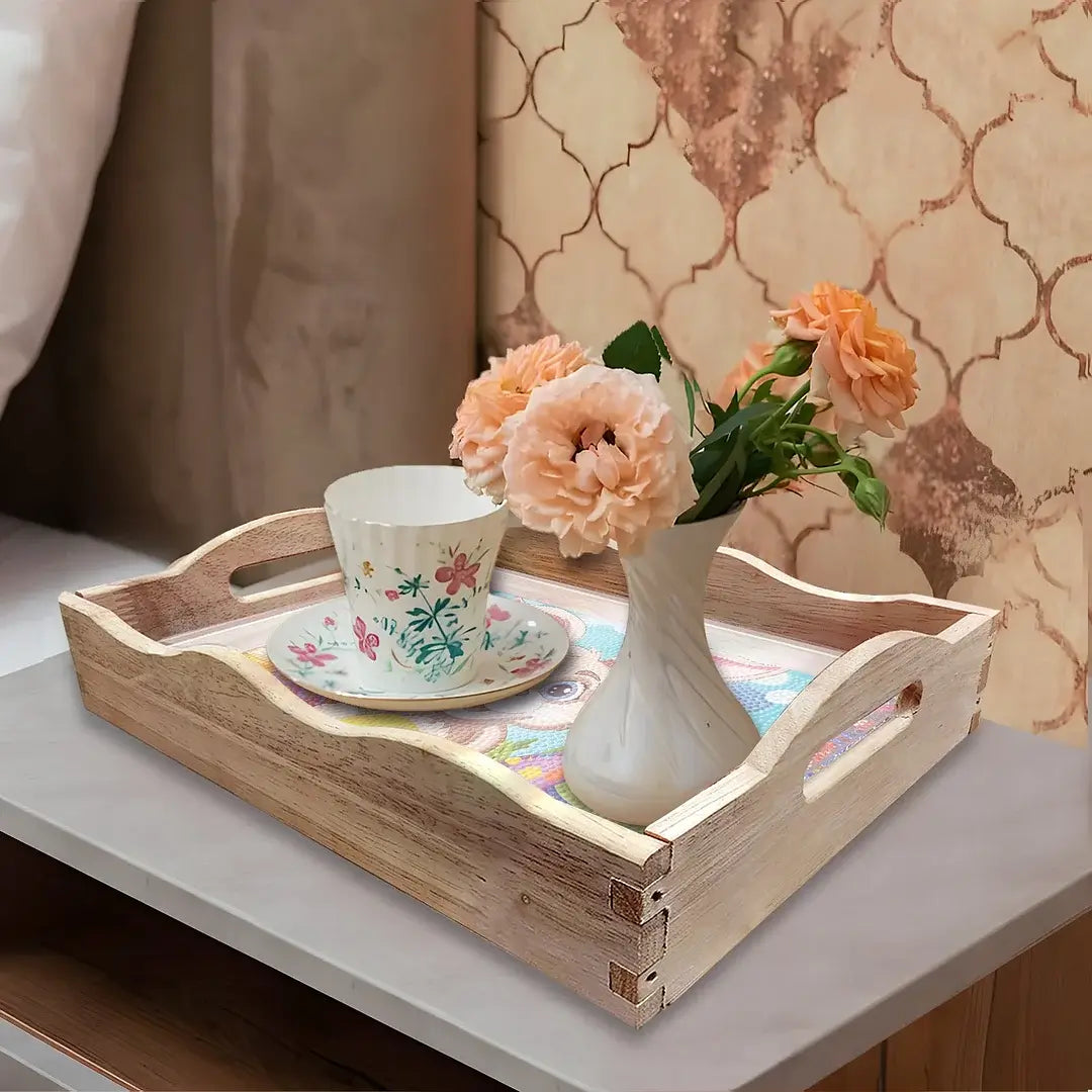 DIY Diamond Painting Decor Wooden Food Serving Tray - Easter