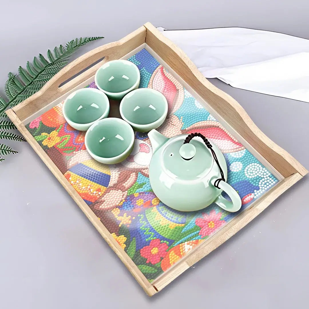 DIY Diamond Painting Decor Wooden Food Serving Tray - Easter