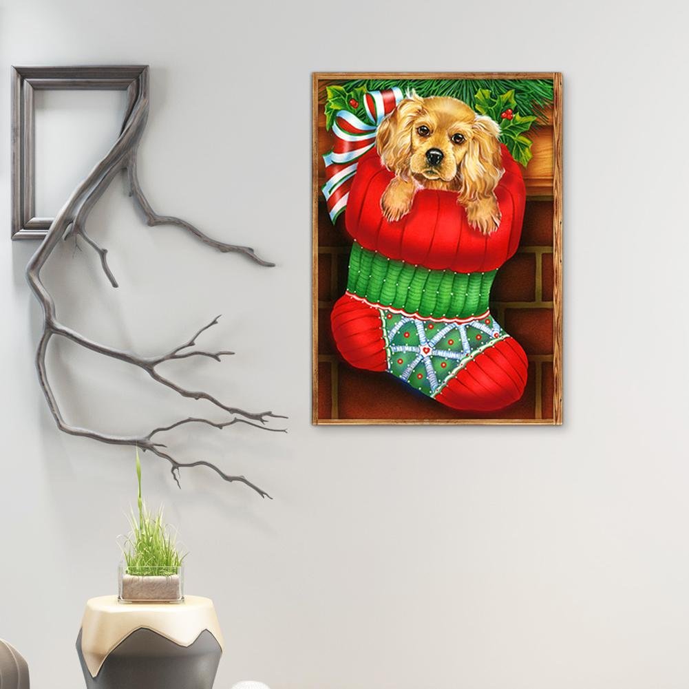 Diamond Painting - Full Round - Christmas Dog B